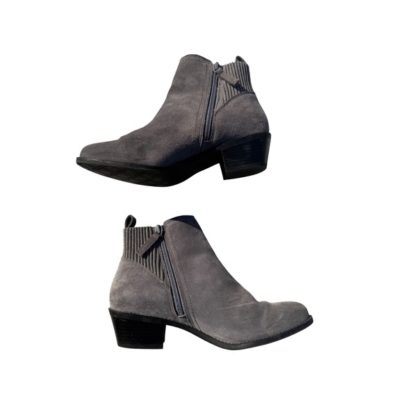 Vionic VS 356 Gray Suede Ankle Boots Women's Size 7.5 Side Zip Block Heel shoe‎ - Picture 2 of 5